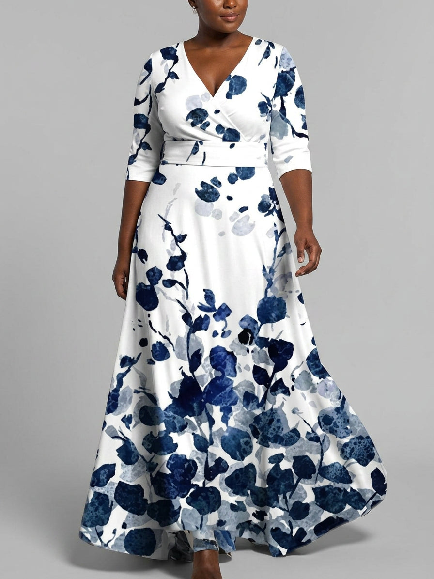 Lea | Seaside Glam Elegant Mid Sleeve Maxi Dress Ensemble