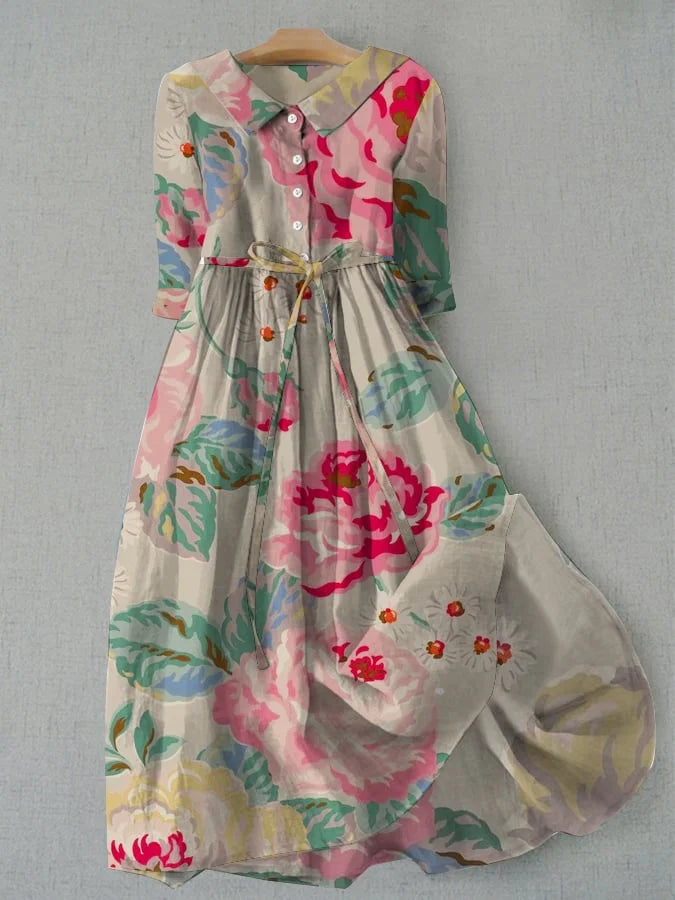 Livia - Elegant Short Sleeve Floral Dress