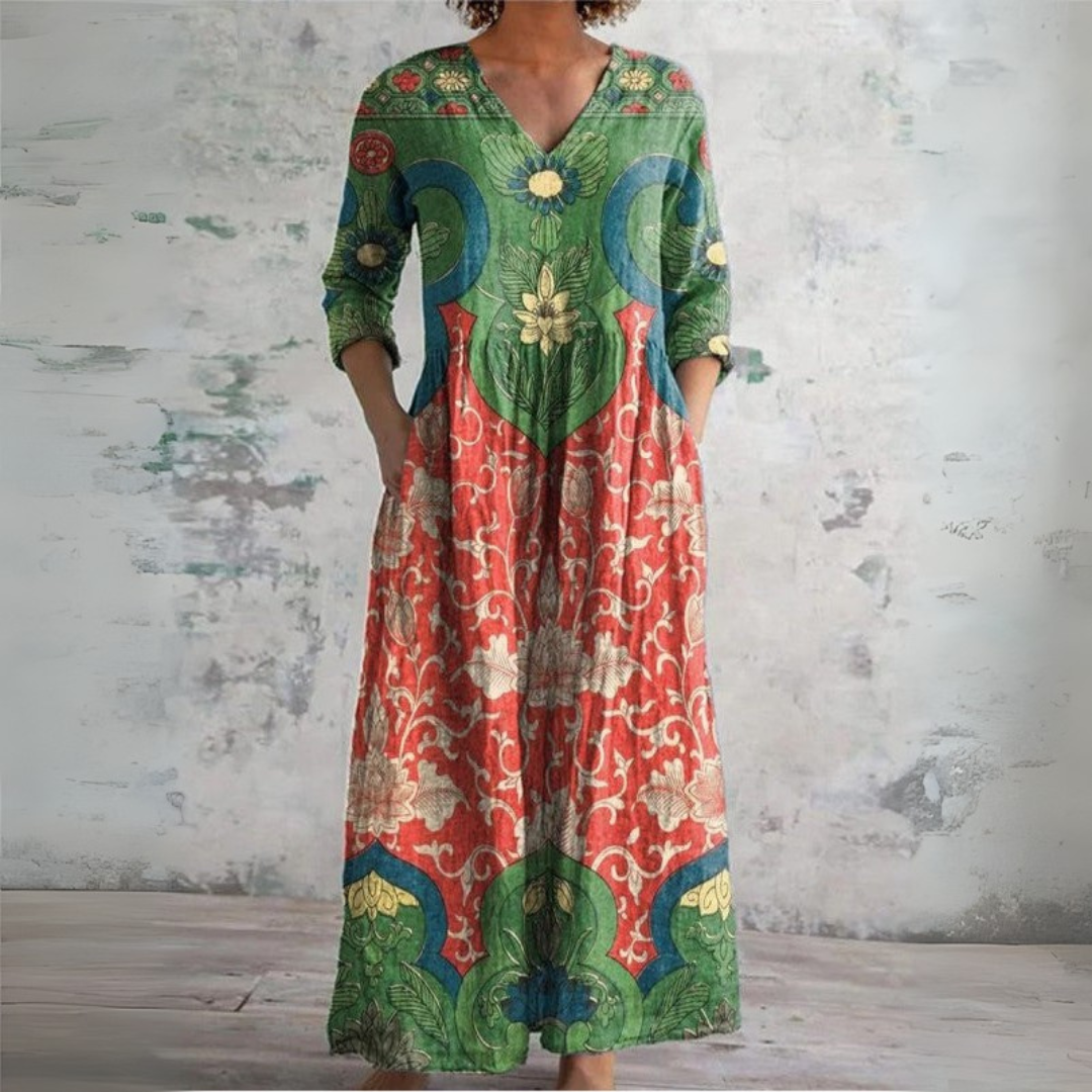 Jeanie | Vintage Floral Maxi Dress