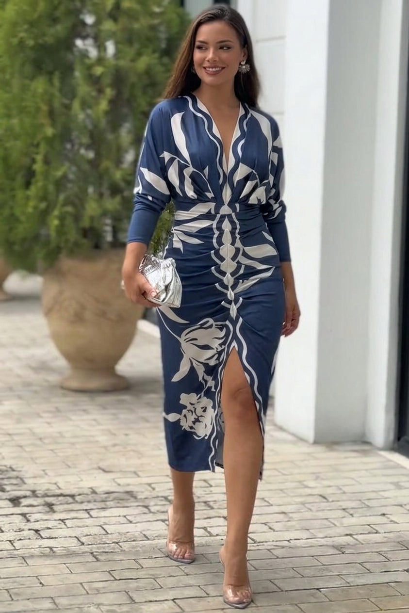 Eva | Sun Escape Unique Print Dolman Midi Dress