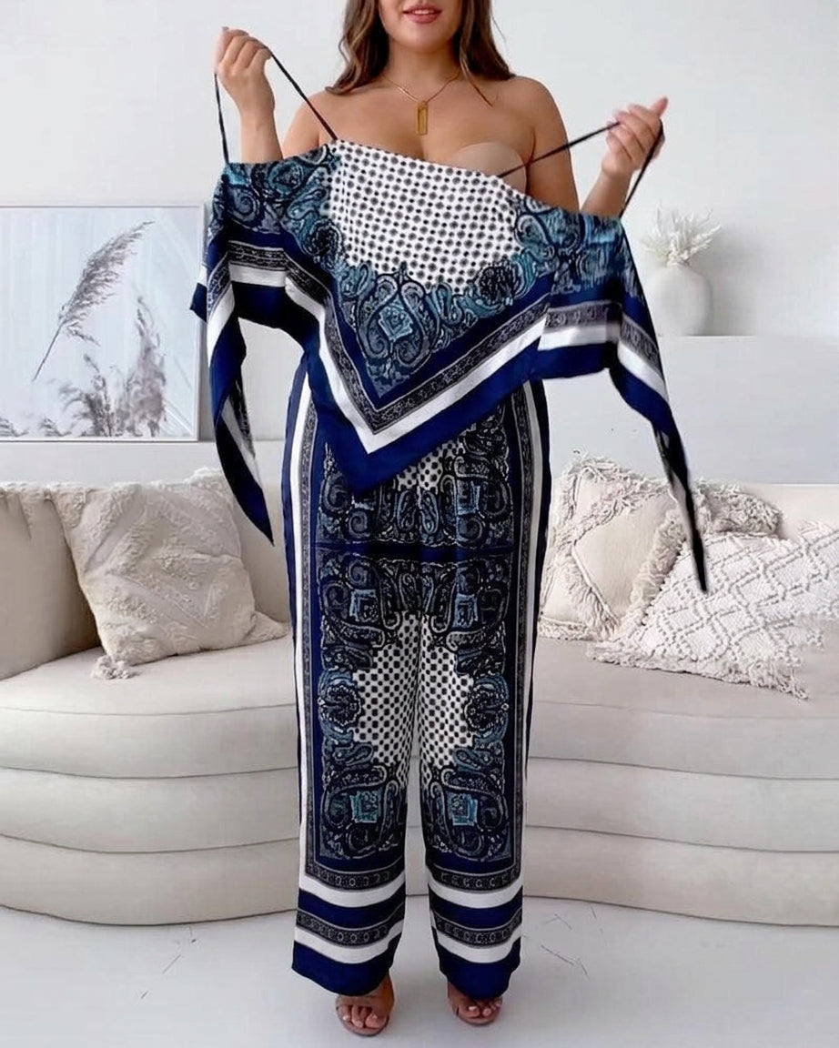 Helen | Vacation Ready Stylish Lace-Up Vest & Pants Two-Piece Set Dress
