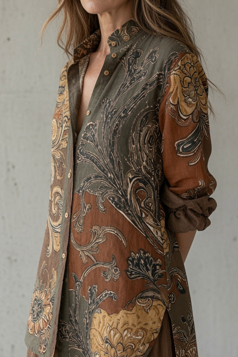 Vintage set: paisley print button shirt with rolled sleeves