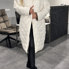 Kendall white quilted coat with leopard-print lining visible at the cuffs