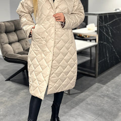 Kendall beige quilted coat with leopard-print lining at the cuffs