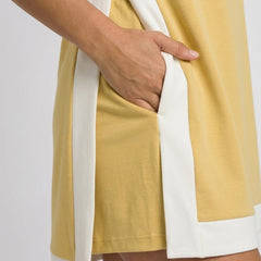 Game day set dress detail, yellow front with long white side panel